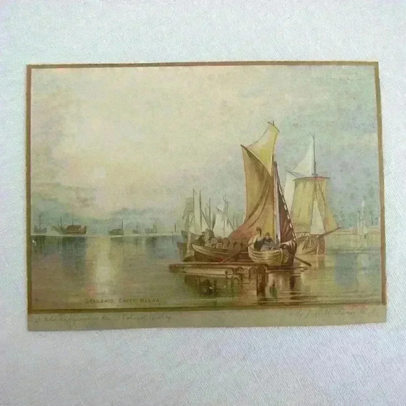 Ship Art Print Joseph Mallord William Turner Stangate Creek River Medway Antique - Picture 1 of 12